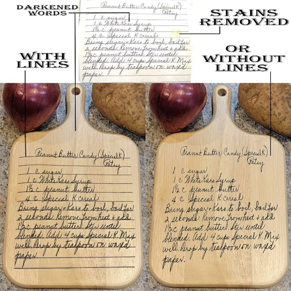 Engraved Handwriting Recipe Oak Cutting Board - Personalized Cutting Board